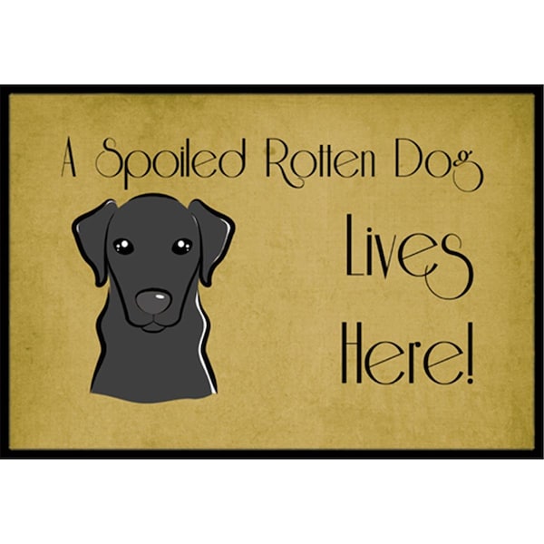 Carolines Treasures Black Labrador Spoiled Dog Lives Here Indoor & Outdoor Mat, 24 x 36 in. CA77482 - main